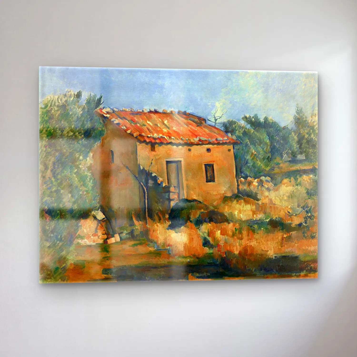 Yağlı Boya Kır Evi No. 47 cam tablo — sol açıdan görünüm