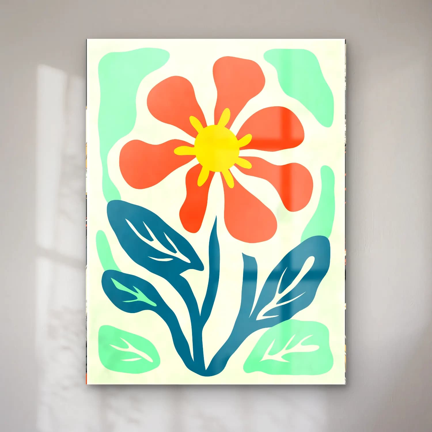 Retro Çiçek Deseni No. 47 cam tablo — Retro Çiçek Deseni No. 47 — retro çiçek deseni