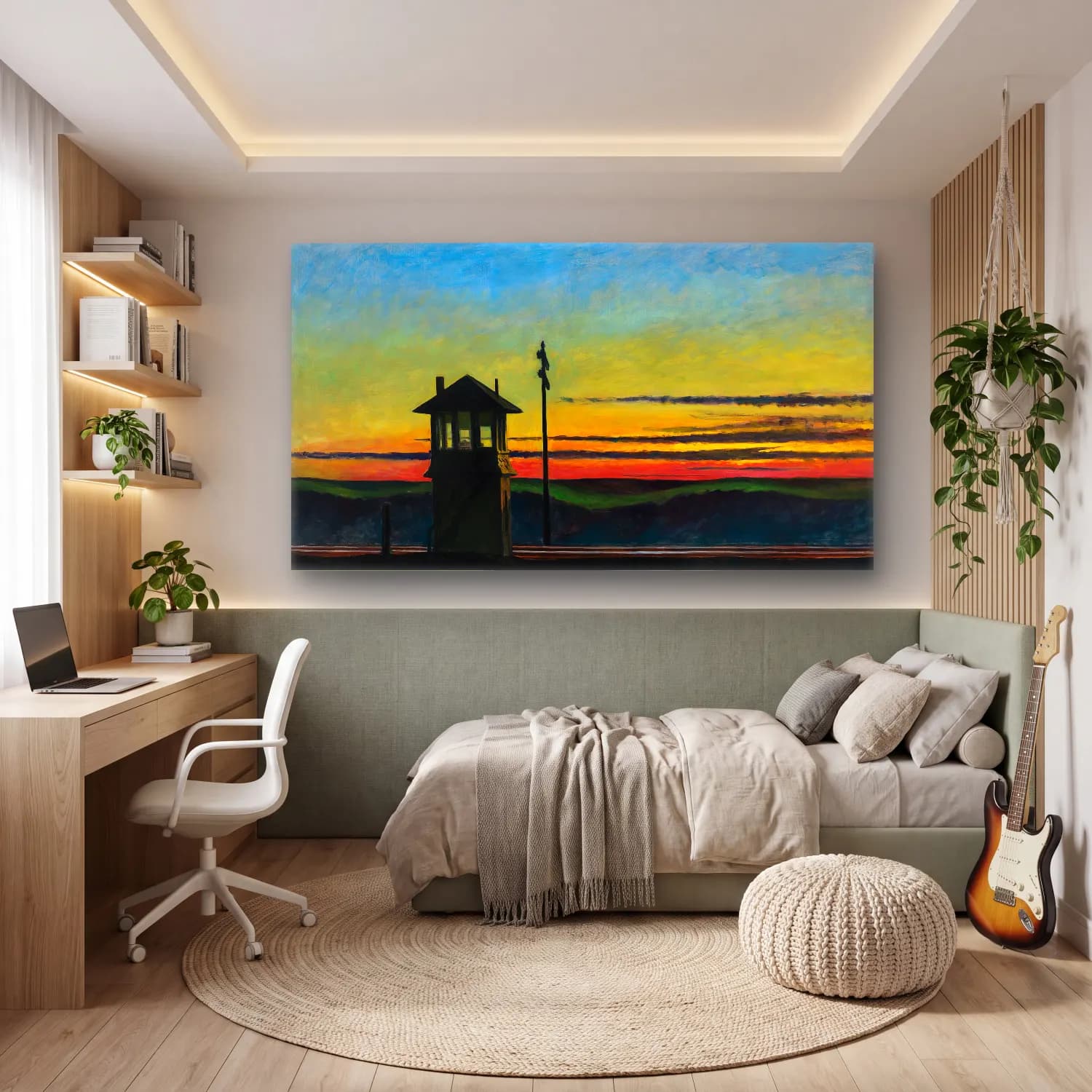 Yağlı Boya Renk Alanları – Pastel Tonlar cam tablo — genç odasında