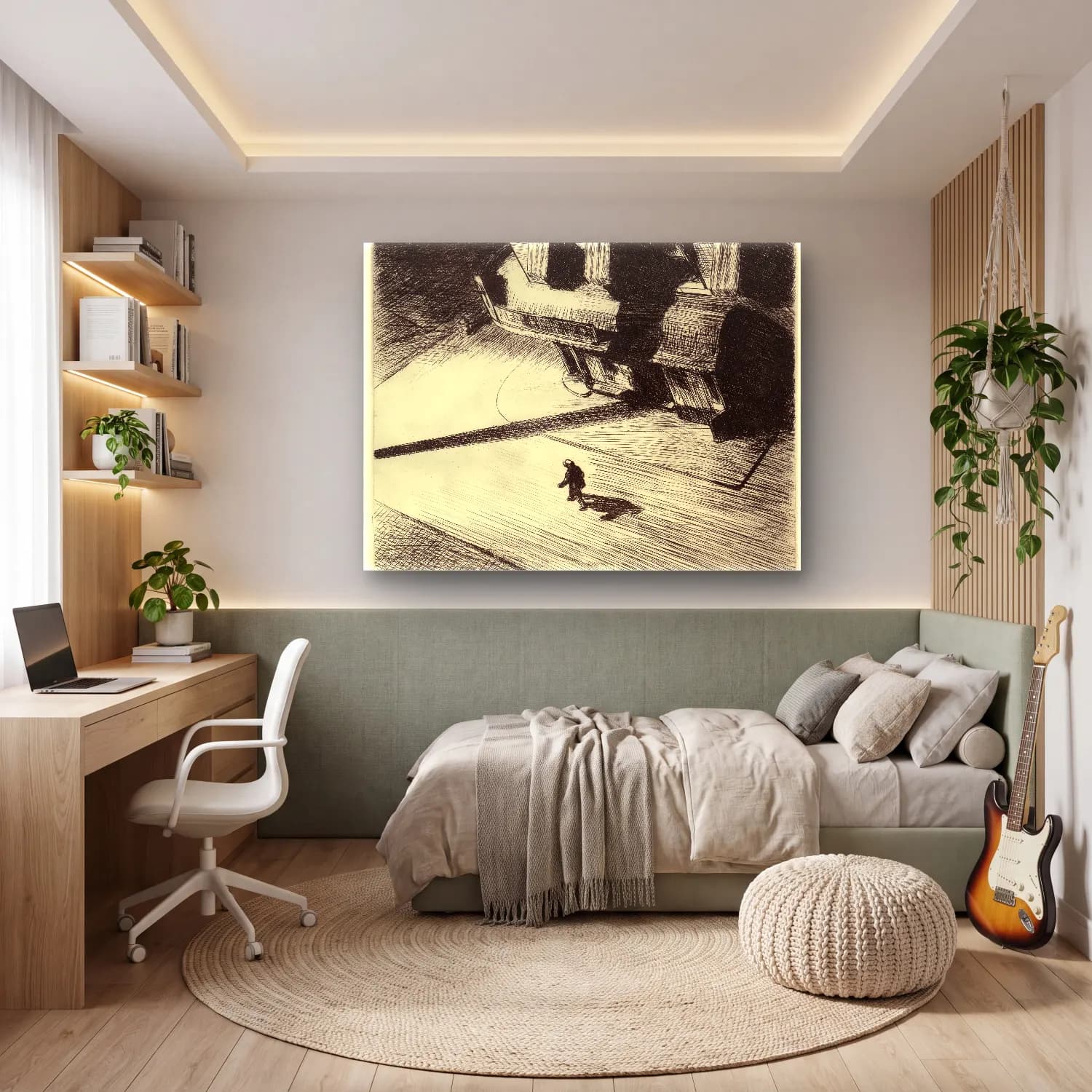 Siyah Beyaz Gece Şehir – Siyah Beyaz Tonlar cam tablo — genç odasında