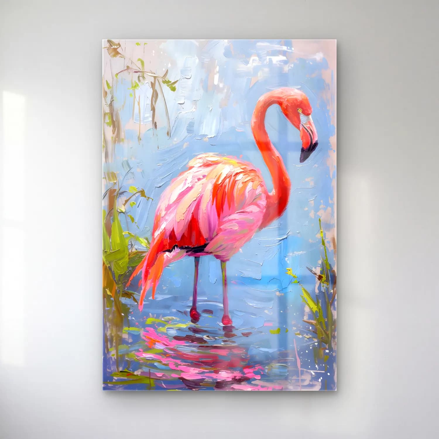 Yağlı Boya Flamingo No. 5 cam tablo — Yağlı Boya Flamingo No. 5 — yağlı boya flamingo