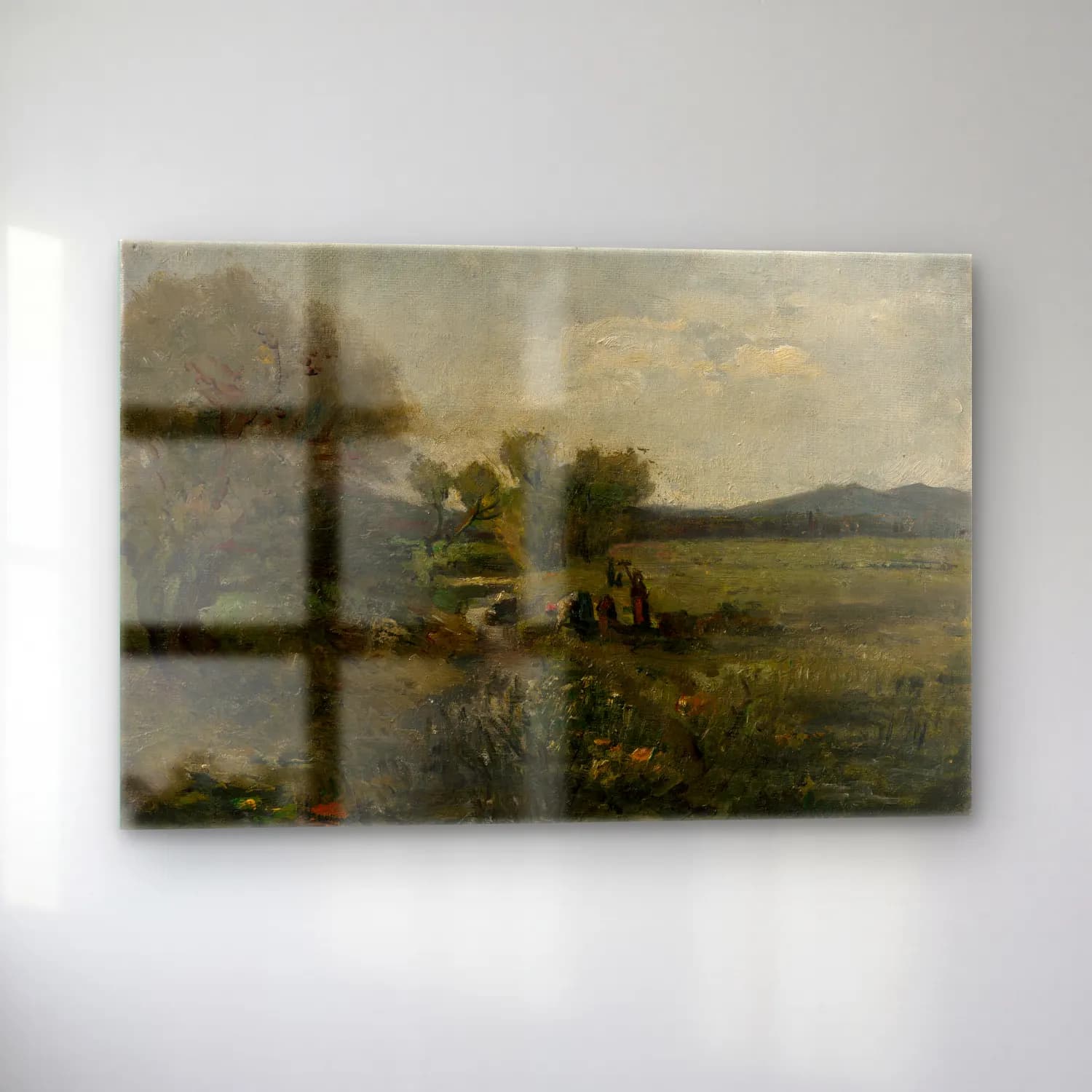 Yağlı Boya Kır Evi No. 52 cam tablo — sol açıdan görünüm