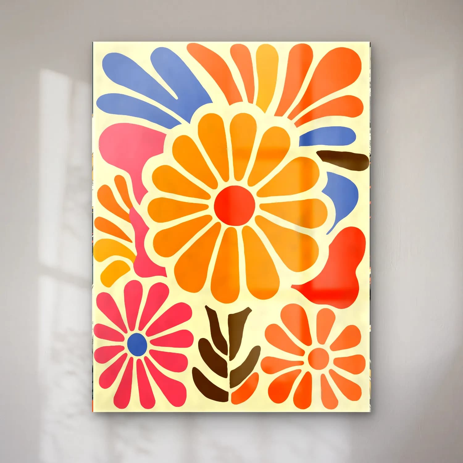 Retro Çiçek Deseni No. 50 cam tablo — Retro Çiçek Deseni No. 50 — retro çiçek deseni