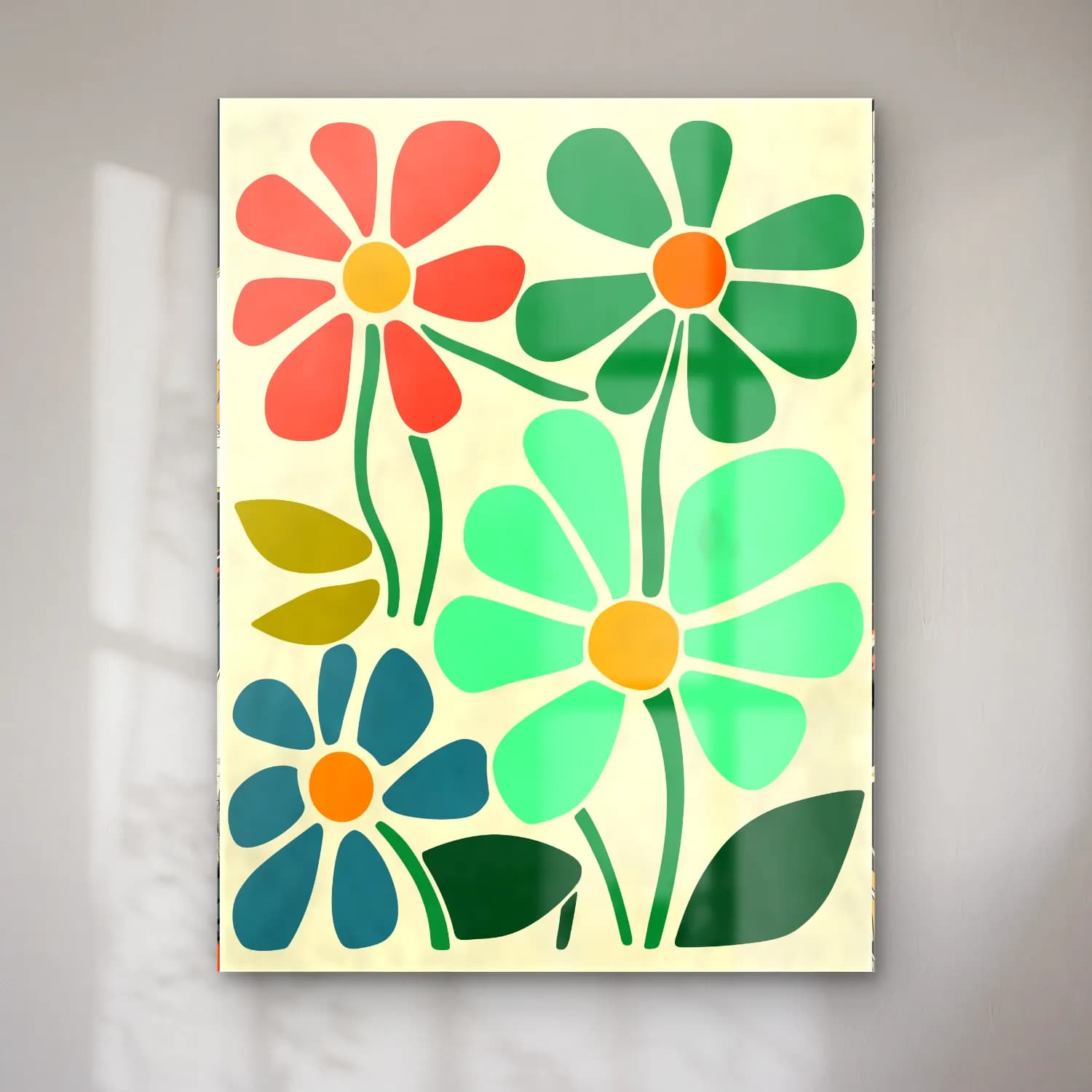 Retro Çiçek Deseni No. 51 cam tablo — Retro Çiçek Deseni No. 51 — retro çiçek deseni