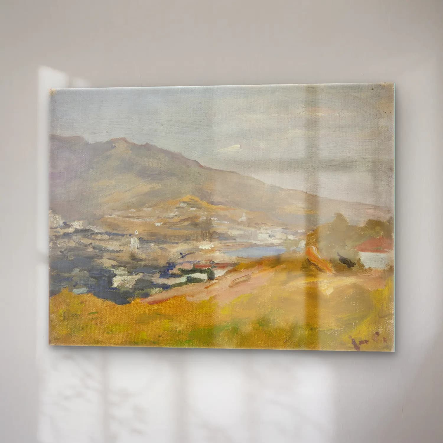 Yağlı Boya Yunan Adası No. 8 cam tablo — sağ açıdan görünüm