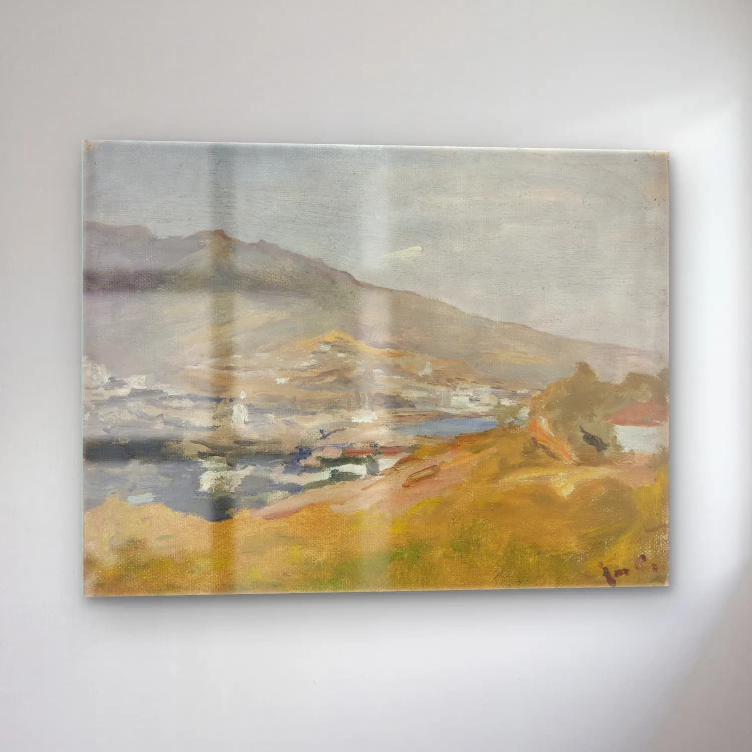 Yağlı Boya Yunan Adası No. 8 cam tablo — sol açıdan görünüm