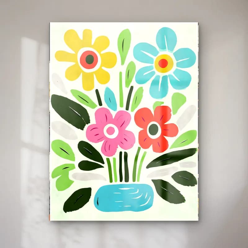 Boho Vazoda Çiçek Buketi – Pastel Tonlar cam tablo — Boho Vazoda Çiçek Buketi – Pastel Tonlar — boho vazoda çiçek buketi