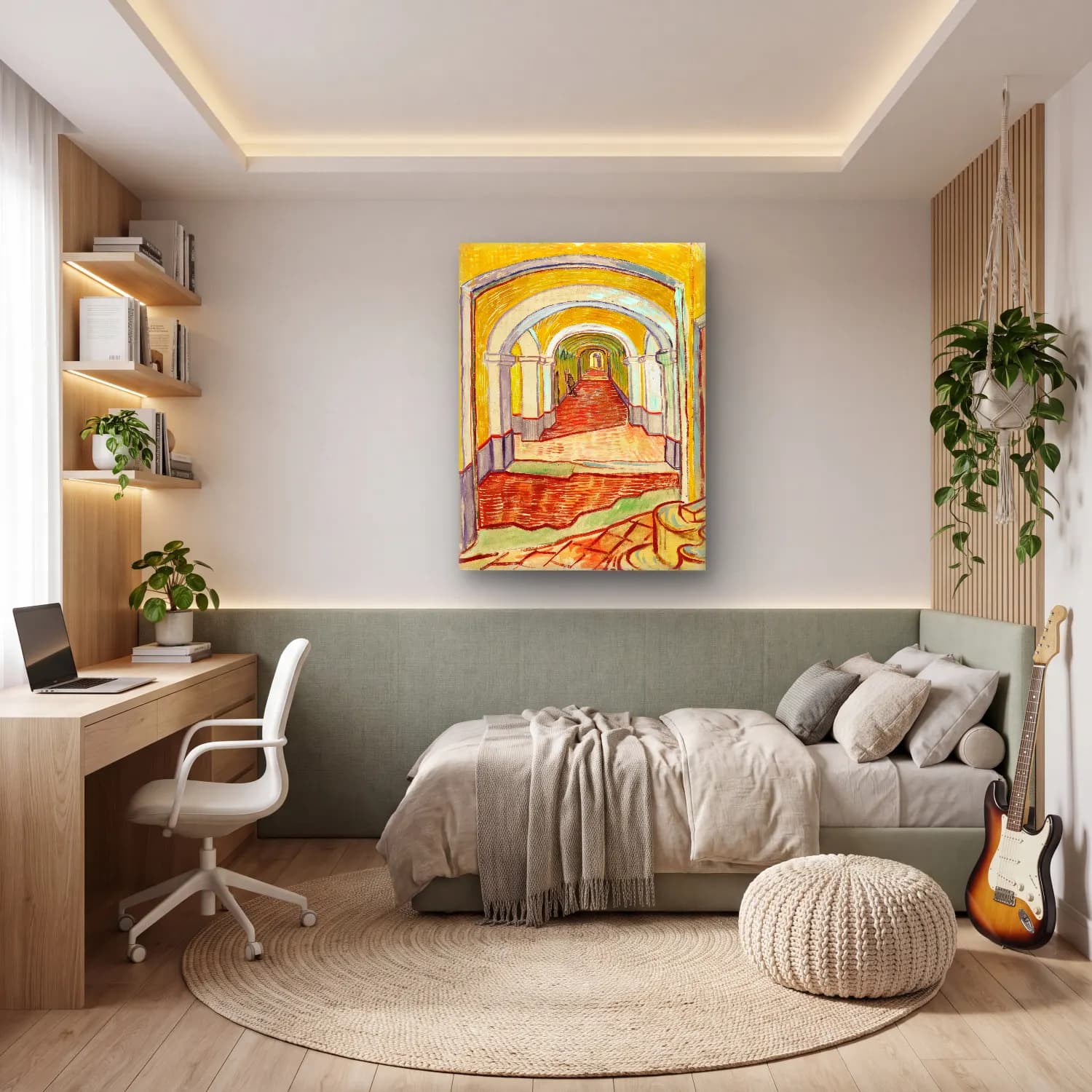 Empresyonist Kapı – Sarı Tonlar cam tablo — genç odasında