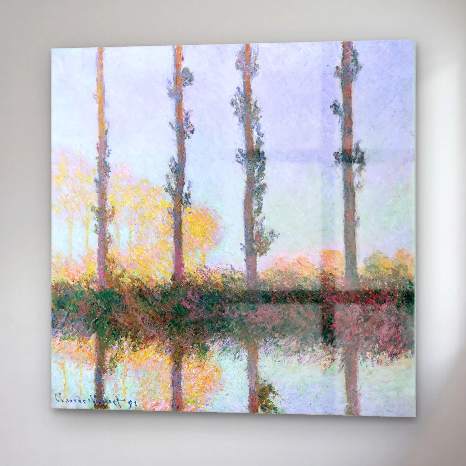 Claude Monet – The Four Trees cam tablo — sağ açıdan görünüm