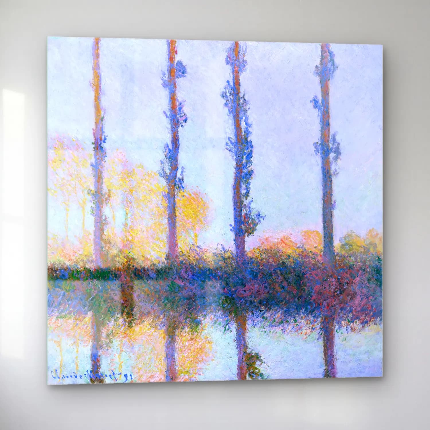 Claude Monet – The Four Trees cam tablo — sol açıdan görünüm