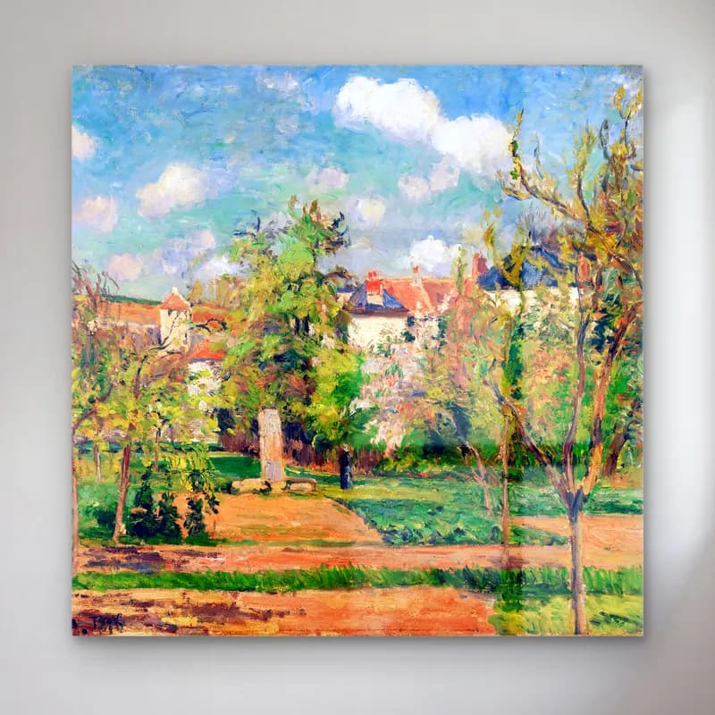 Camille Pissarro – The Garden in the sun, Pontoise cam tablo — Camille Pissarro – The Garden in the sun, Pontoise — empresyonist çiçek bahçesi