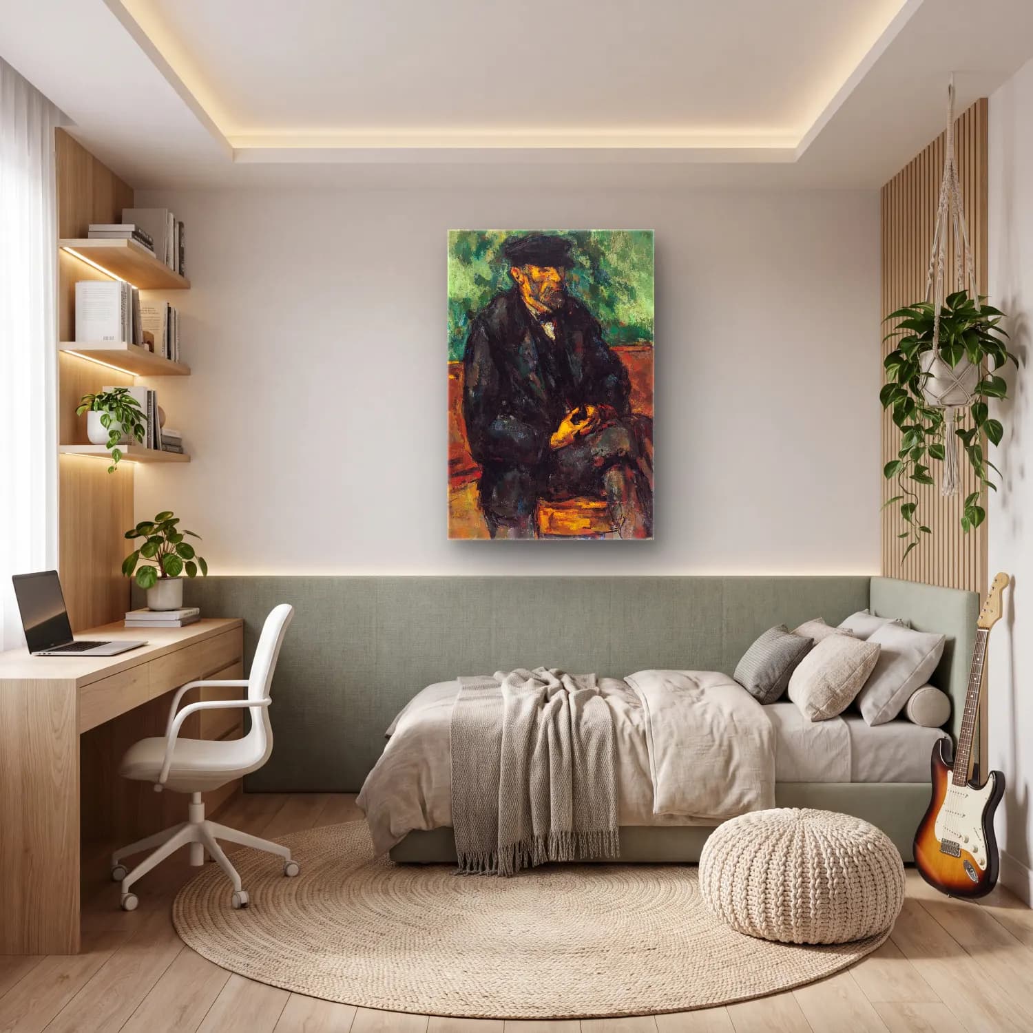 Empresyonist Erkek Portresi No. 18 cam tablo — genç odasında