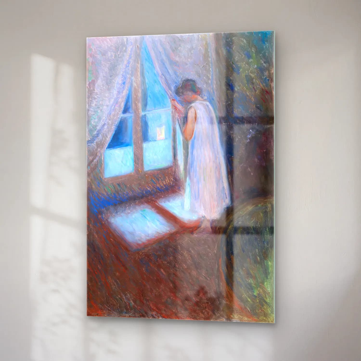 Edvard Munch – The Girl by the Window – Pastel Tonlar cam tablo — sağ açıdan görünüm