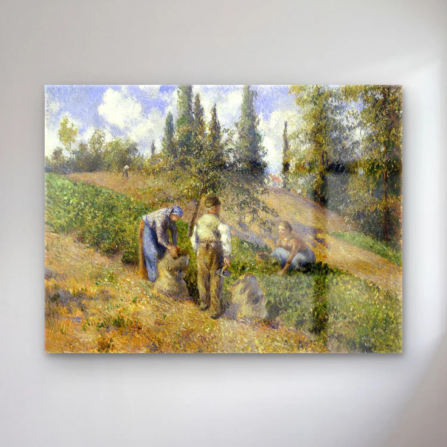 Camille Pissarro – The Harvest, Pontoise cam tablo — Camille Pissarro – The Harvest, Pontoise — empresyonist lavanta tarlası