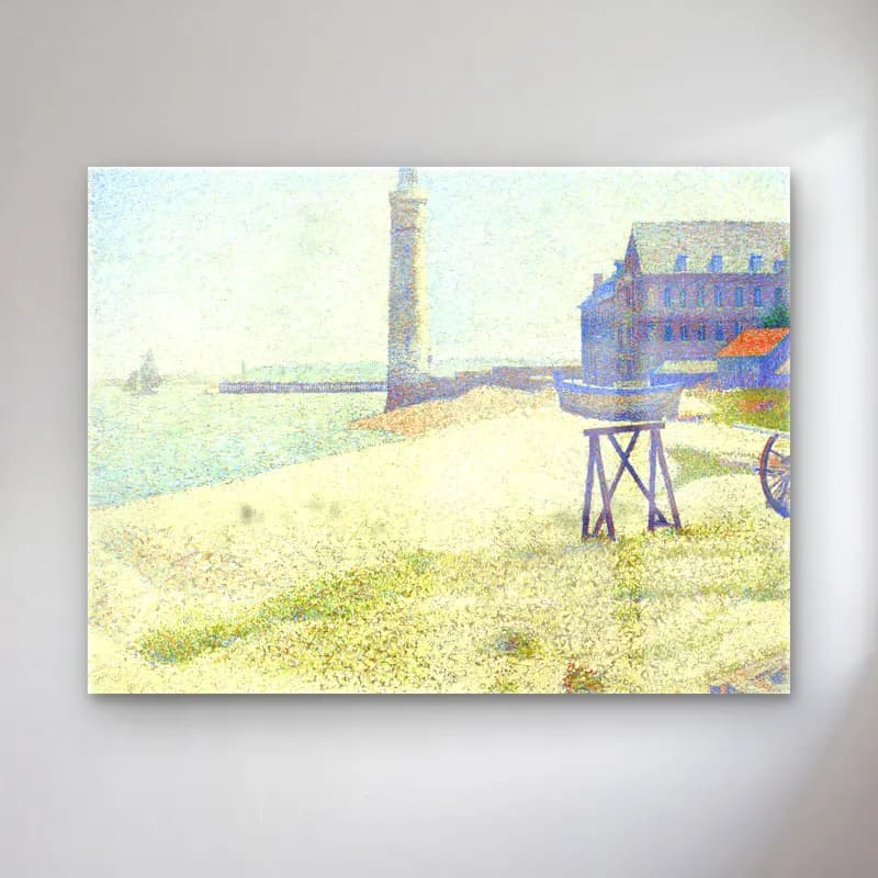 Georges Seurat – The Lighthouse at Honfleur – Pastel Tonlar cam tablo — Georges Seurat – The Lighthouse at Honfleur – Pastel Tonlar — empresyonist deniz feneri