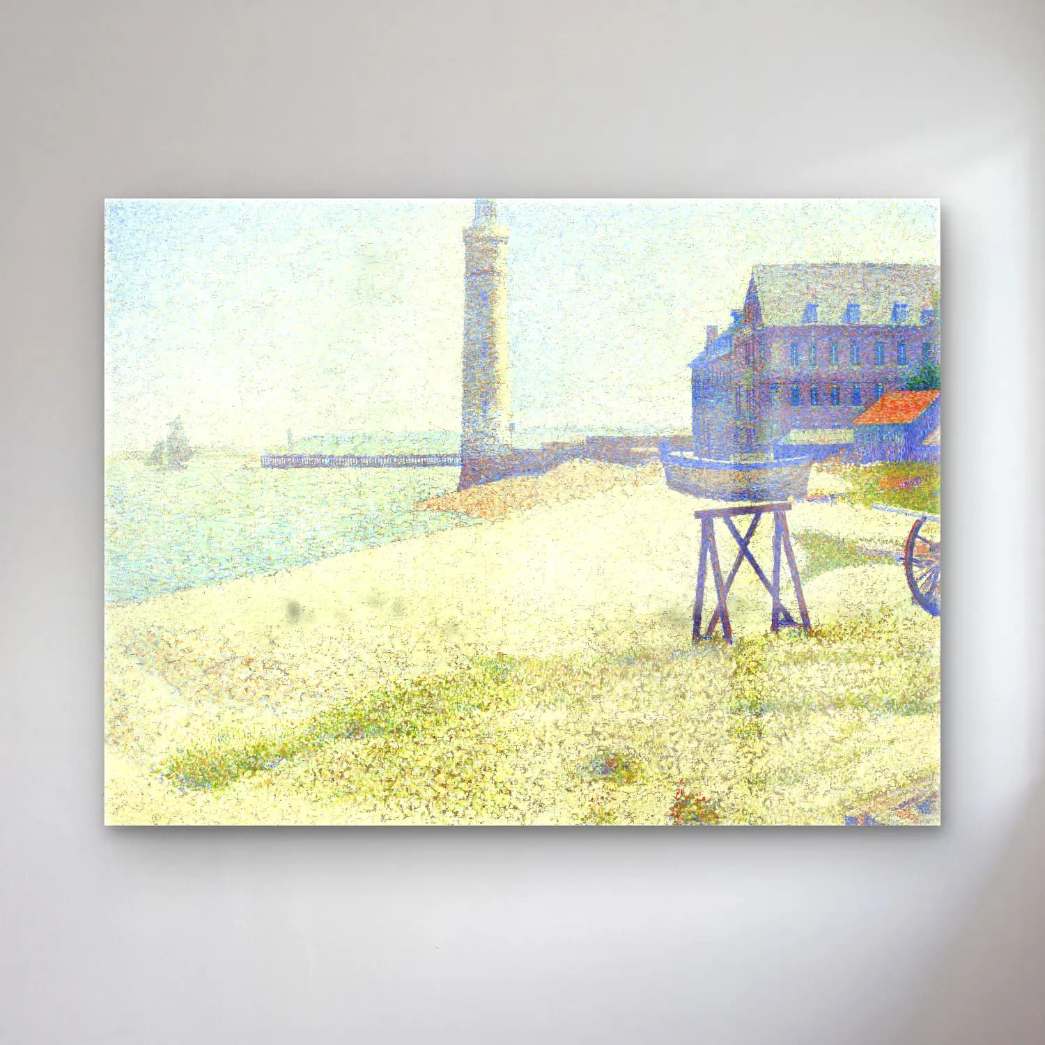 Georges Seurat – The Lighthouse at Honfleur – Pastel Tonlar cam tablo — Georges Seurat – The Lighthouse at Honfleur – Pastel Tonlar — empresyonist deniz feneri