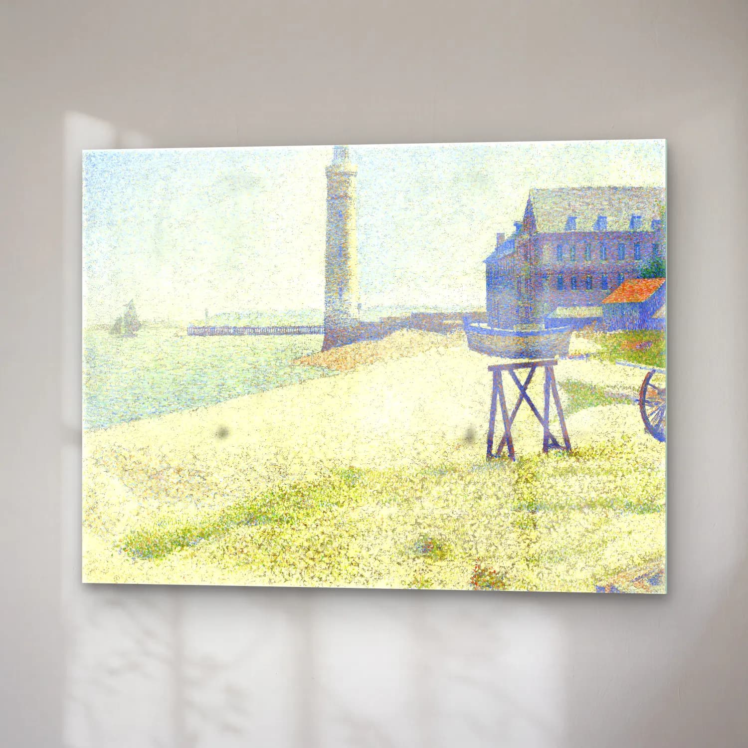 Georges Seurat – The Lighthouse at Honfleur – Pastel Tonlar cam tablo — sağ açıdan görünüm
