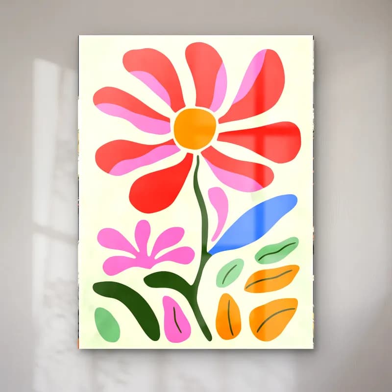 Boho Çiçek Deseni No. 57 cam tablo — Boho Çiçek Deseni No. 57 — boho çiçek deseni