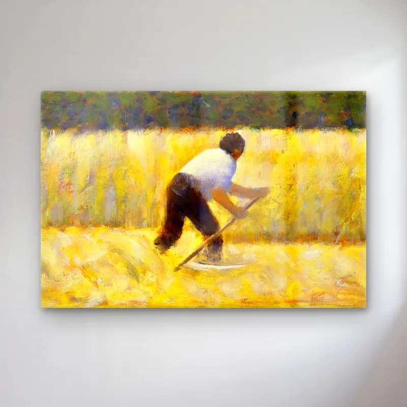 Georges Seurat – The Mower (ca. 1881–1882) cam tablo — Georges Seurat – The Mower (ca. 1881–1882) — empresyonist buğday tarlası