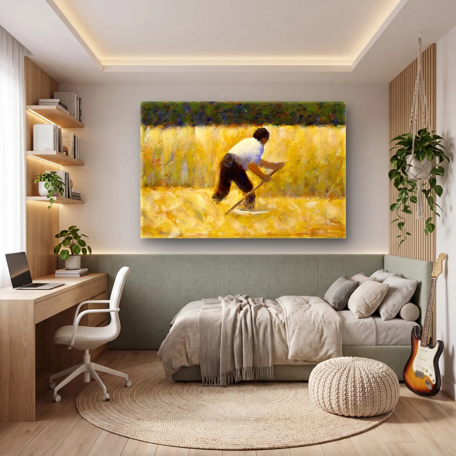 Georges Seurat – The Mower (ca. 1881–1882) cam tablo — genç odasında