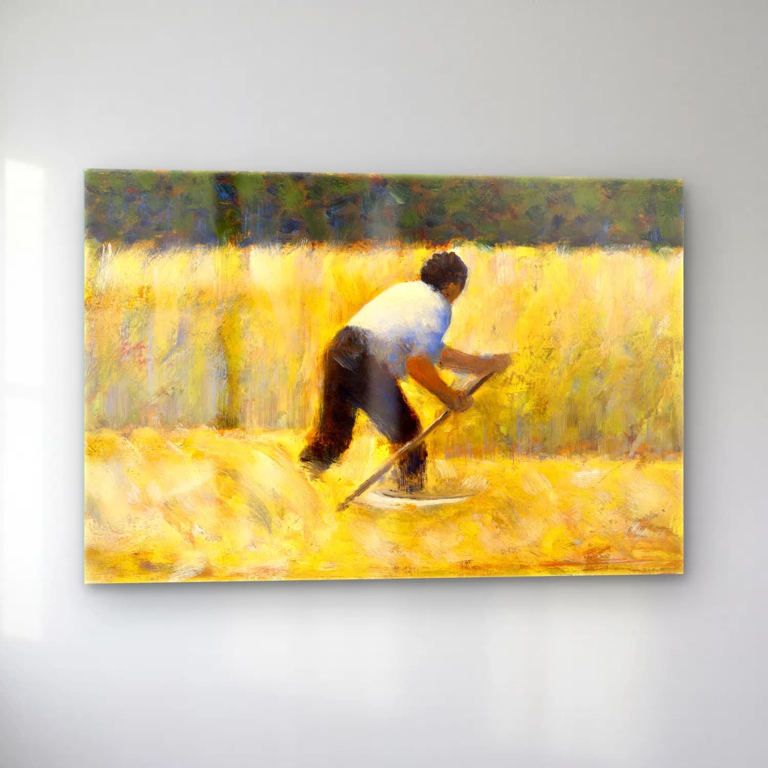 Georges Seurat – The Mower (ca. 1881–1882) cam tablo — sol açıdan görünüm