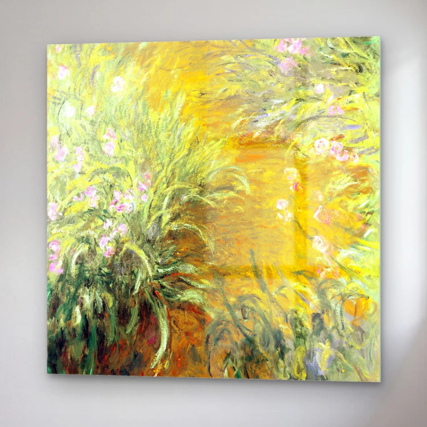 Claude Monet – The Path through the Irises cam tablo — sağ açıdan görünüm