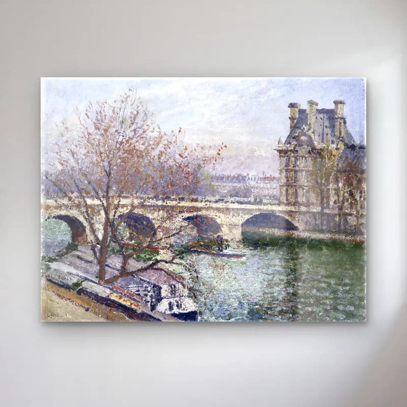 Camille Pissarro – The Pont Royal and the Pavillon de Flore cam tablo — Camille Pissarro – The Pont Royal and the Pavillon de Flore — empresyonist köprü