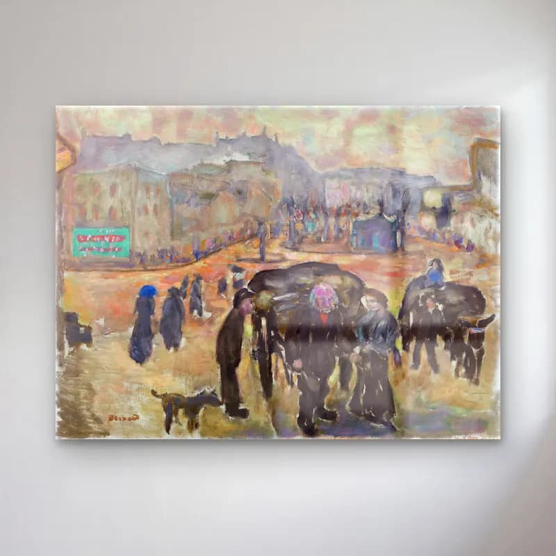 Pierre Bonnard – The Ragpickers – Pastel Tonlar cam tablo — Pierre Bonnard – The Ragpickers – Pastel Tonlar — empresyonist kalabalık cadde