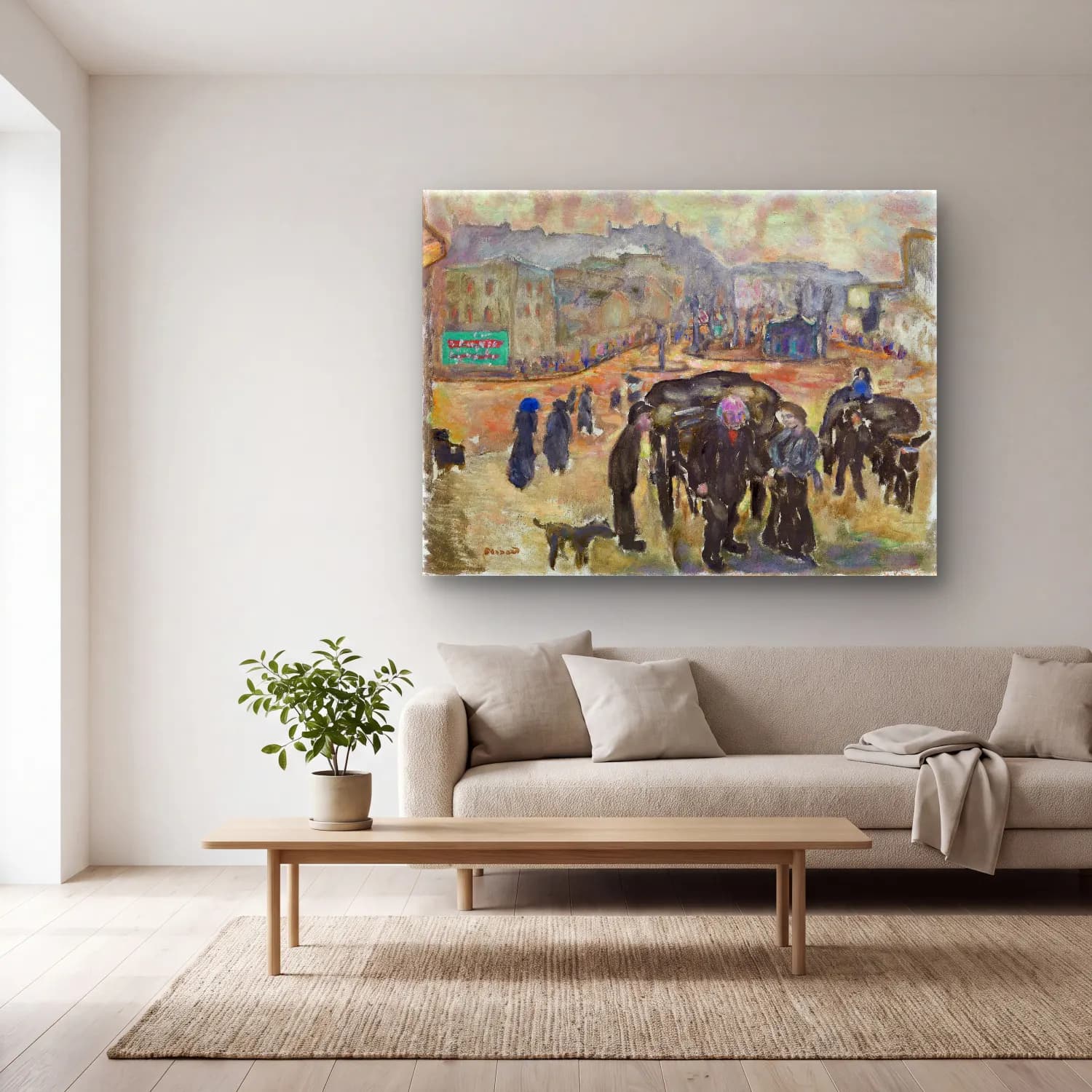 Pierre Bonnard – The Ragpickers – Pastel Tonlar cam tablo — açık renk salonda