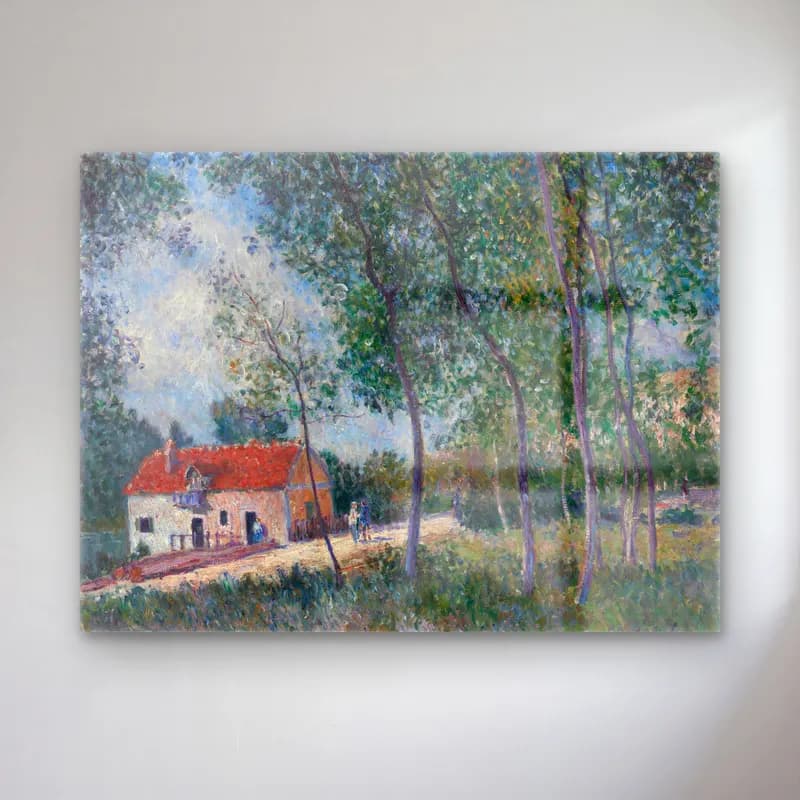 Alfred Sisley – The Road from Moret to Saint-Mammès cam tablo — Alfred Sisley – The Road from Moret to Saint-Mammès — empresyonist kır evi