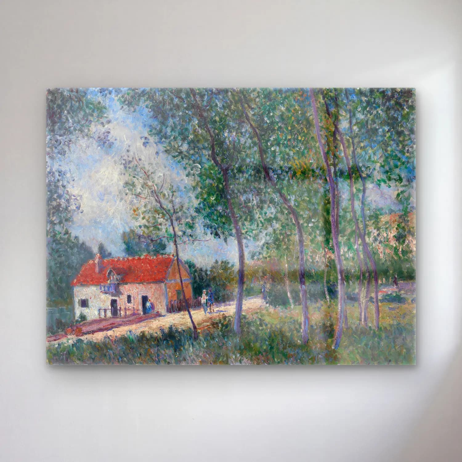 Alfred Sisley – The Road from Moret to Saint-Mammès cam tablo — Alfred Sisley – The Road from Moret to Saint-Mammès — empresyonist kır evi