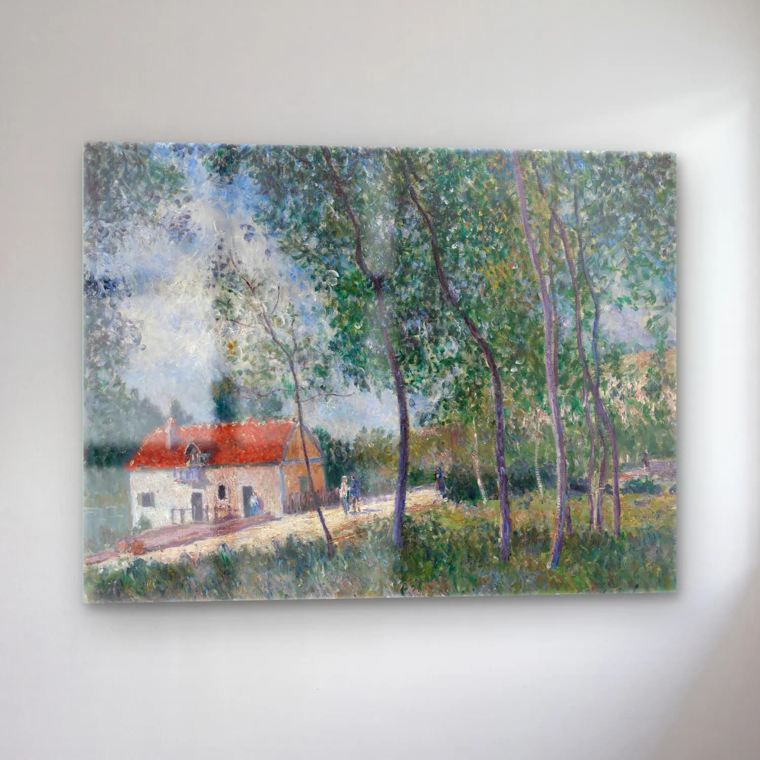 Alfred Sisley – The Road from Moret to Saint-Mammès cam tablo — sol açıdan görünüm