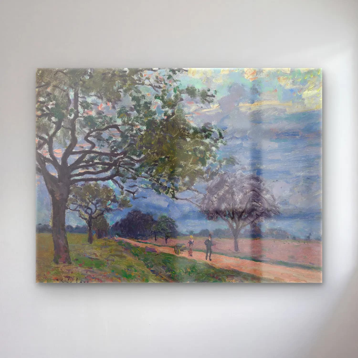 Alfred Sisley – The Road from Versailles to Louveciennes cam tablo — Alfred Sisley – The Road from Versailles to Louveciennes — empresyonist bulutlu gökyüzü