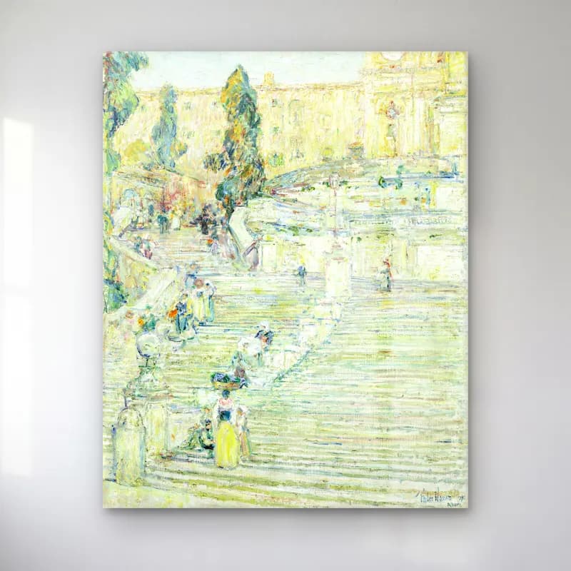 Frederick Childe Hassam – The Spanish Stairs, Rome cam tablo — Frederick Childe Hassam – The Spanish Stairs, Rome — empresyonist roma