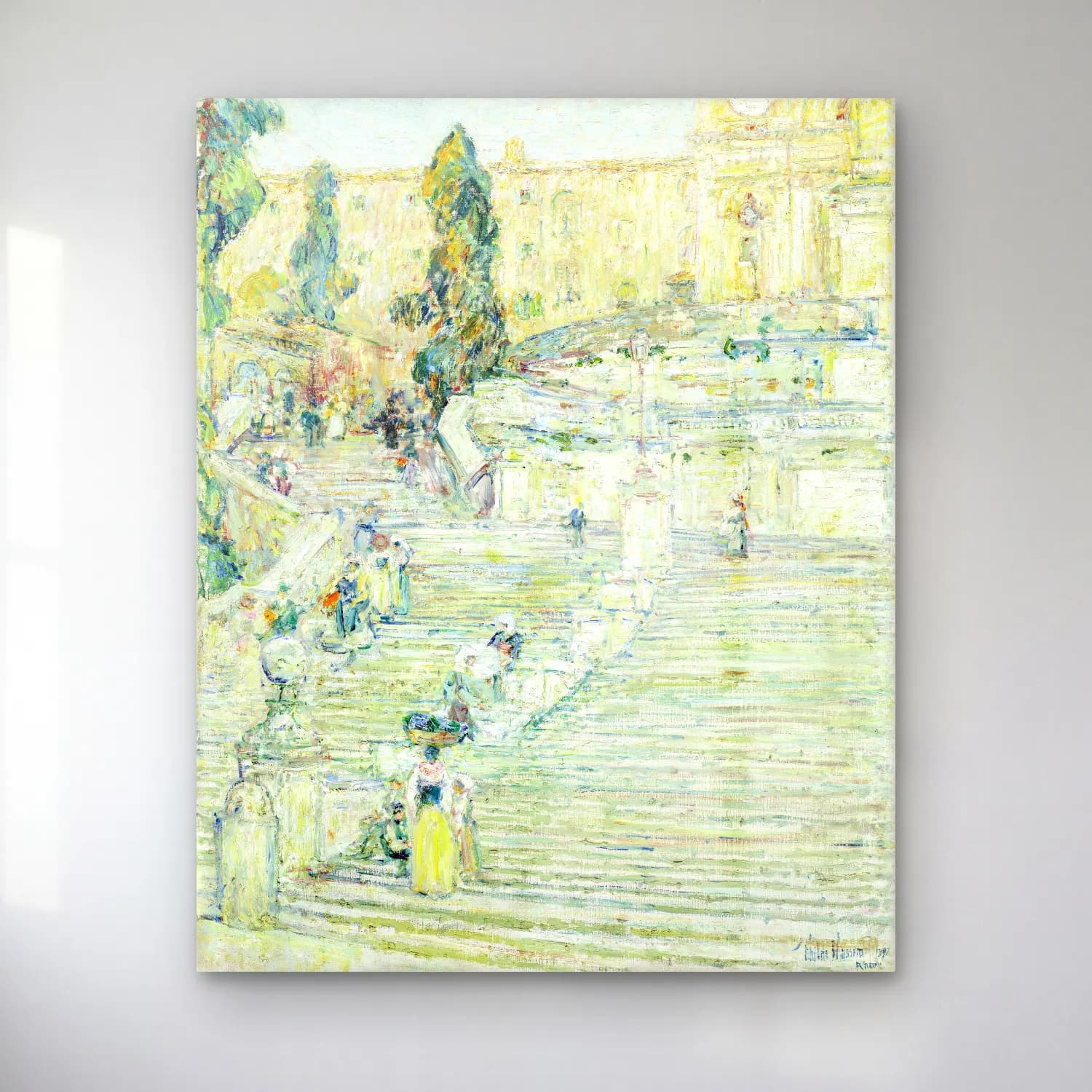 Frederick Childe Hassam – The Spanish Stairs, Rome cam tablo — Frederick Childe Hassam – The Spanish Stairs, Rome — empresyonist roma