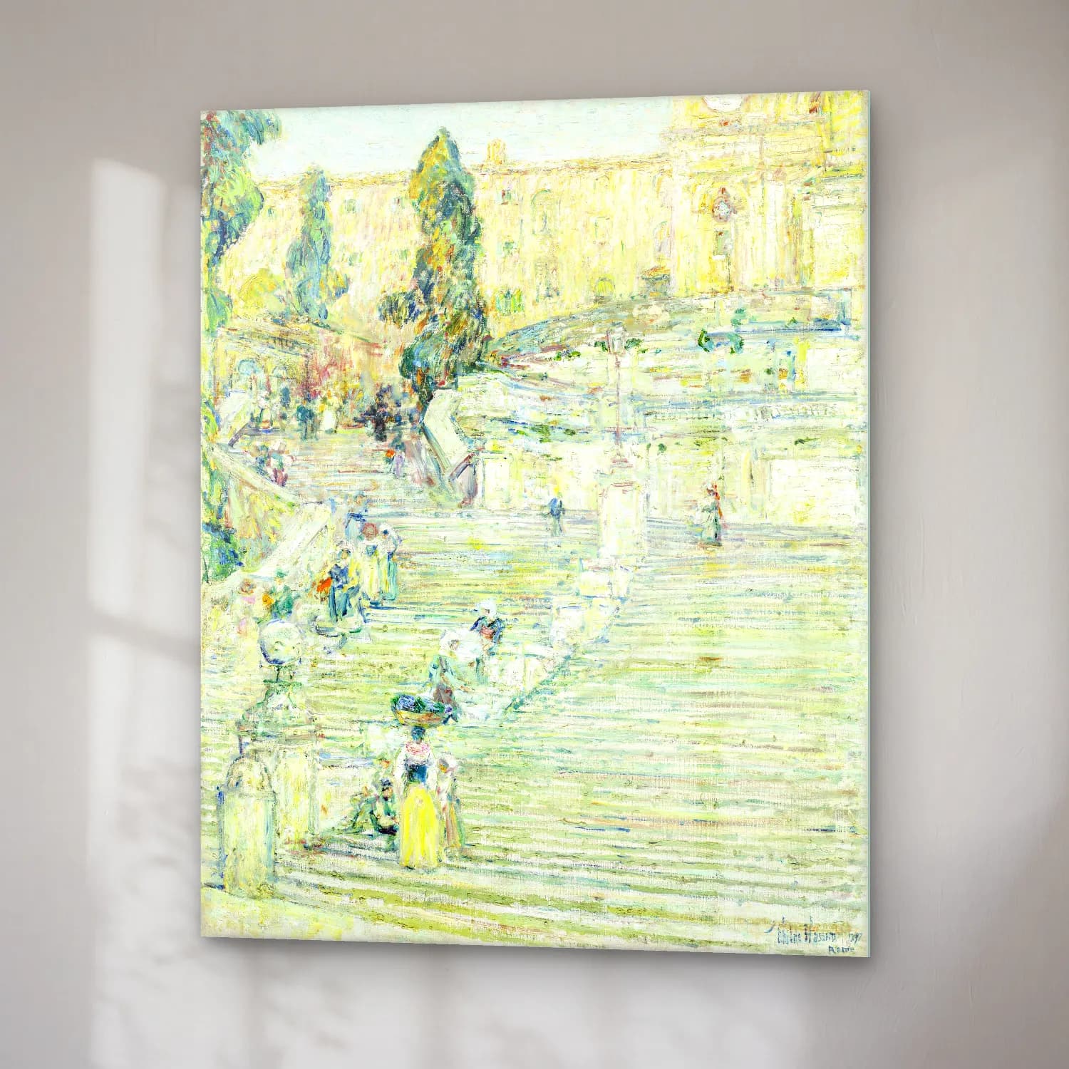 Frederick Childe Hassam – The Spanish Stairs, Rome cam tablo — sağ açıdan görünüm