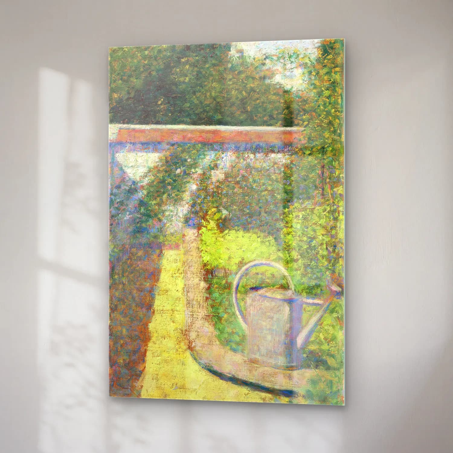 Georges Seurat – The Watering Can–Garden at Le Raincy (ca. 1883) cam tablo — sağ açıdan görünüm
