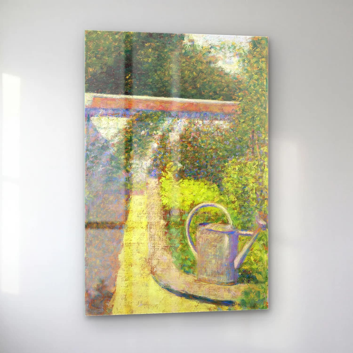 Georges Seurat – The Watering Can–Garden at Le Raincy (ca. 1883) cam tablo — sol açıdan görünüm