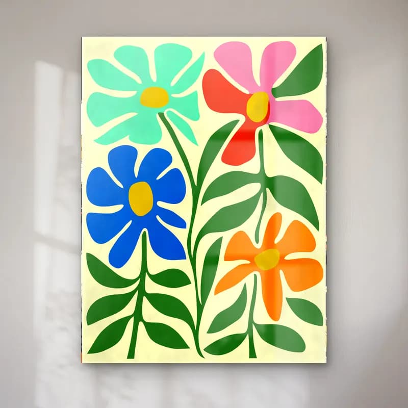 Boho Çiçek Deseni No. 59 cam tablo — Boho Çiçek Deseni No. 59 — boho çiçek deseni