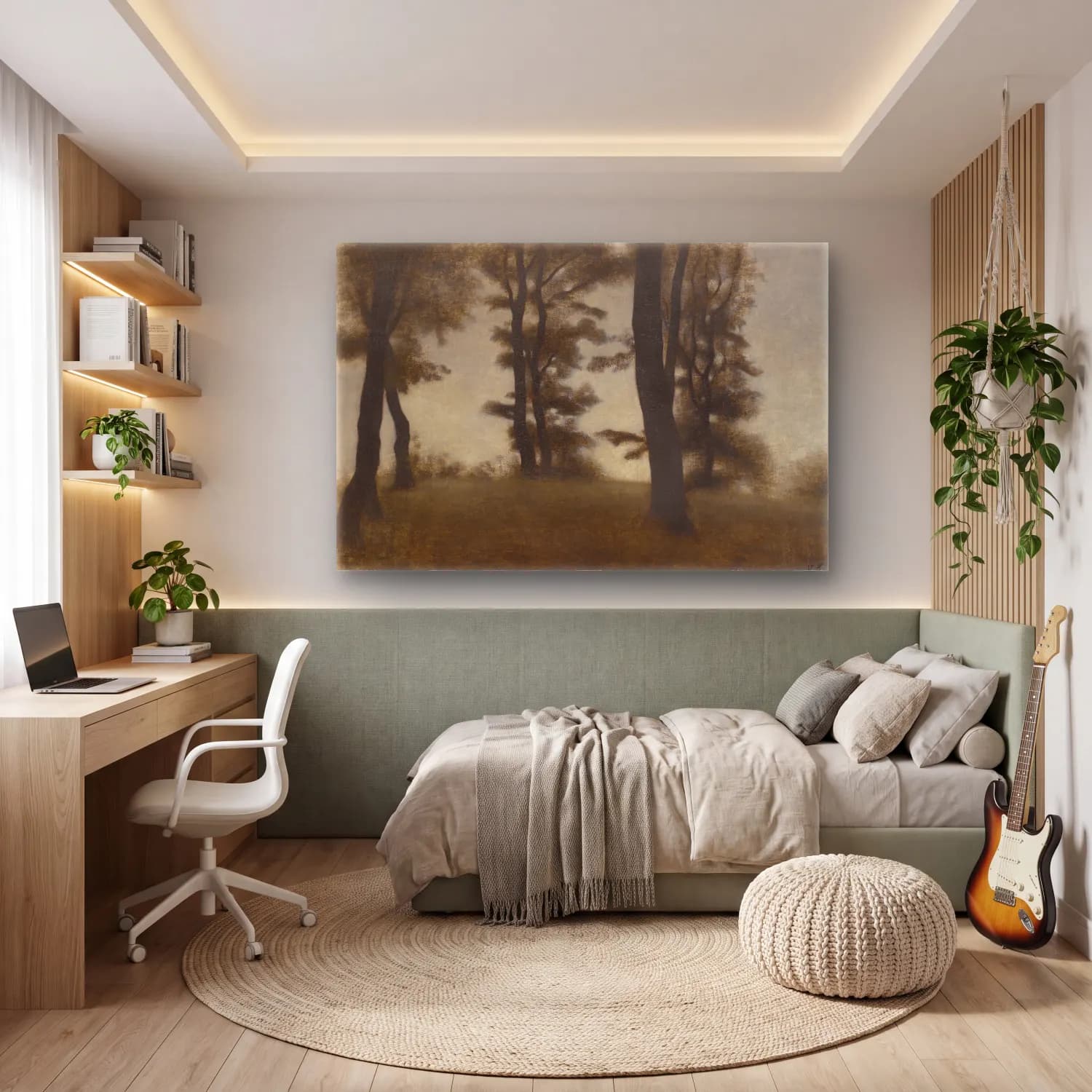 Vilhelm Hammershøi – Tree Trunks cam tablo — genç odasında