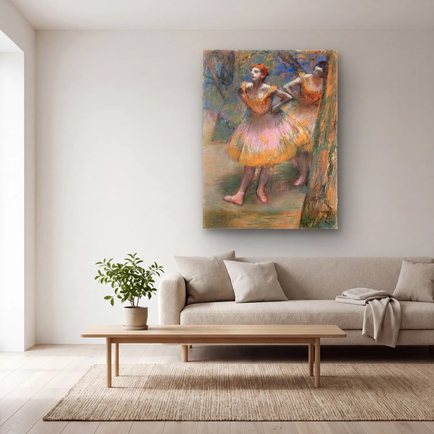 Edgar Degas – Two Dancers the famous cam tablo — açık renk salonda