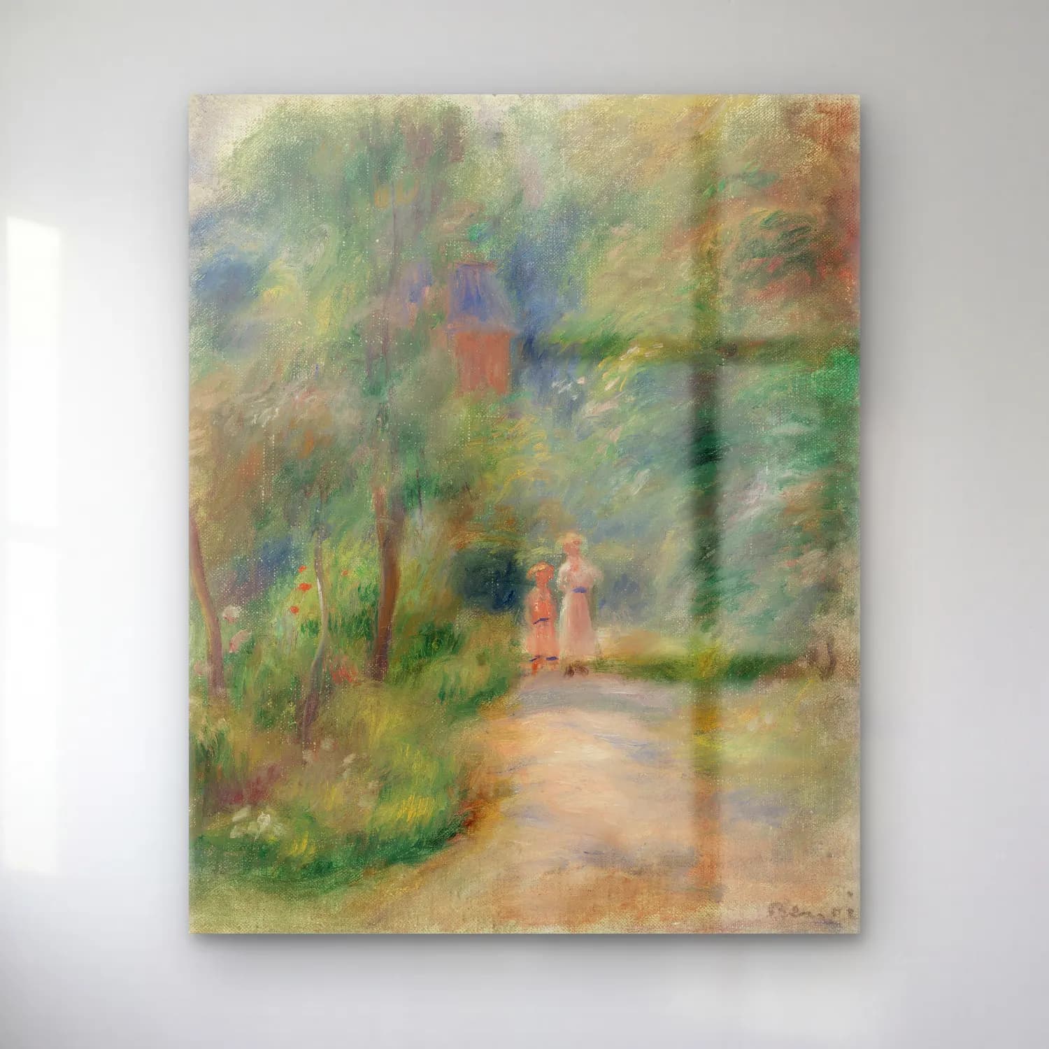 Pierre Auguste Renoir – Two Figures on a Path (Deux figures dans un sentier) cam tablo — Pierre Auguste Renoir – Two Figures on a Path (Deux figures dans un sentier) — empresyonist anne ve çocuk
