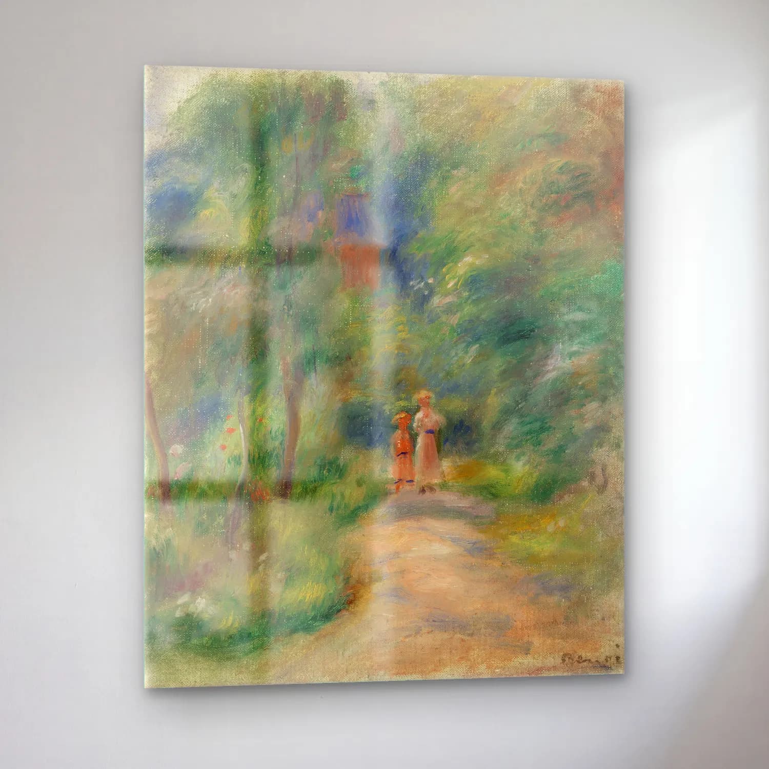 Pierre Auguste Renoir – Two Figures on a Path (Deux figures dans un sentier) cam tablo — sol açıdan görünüm