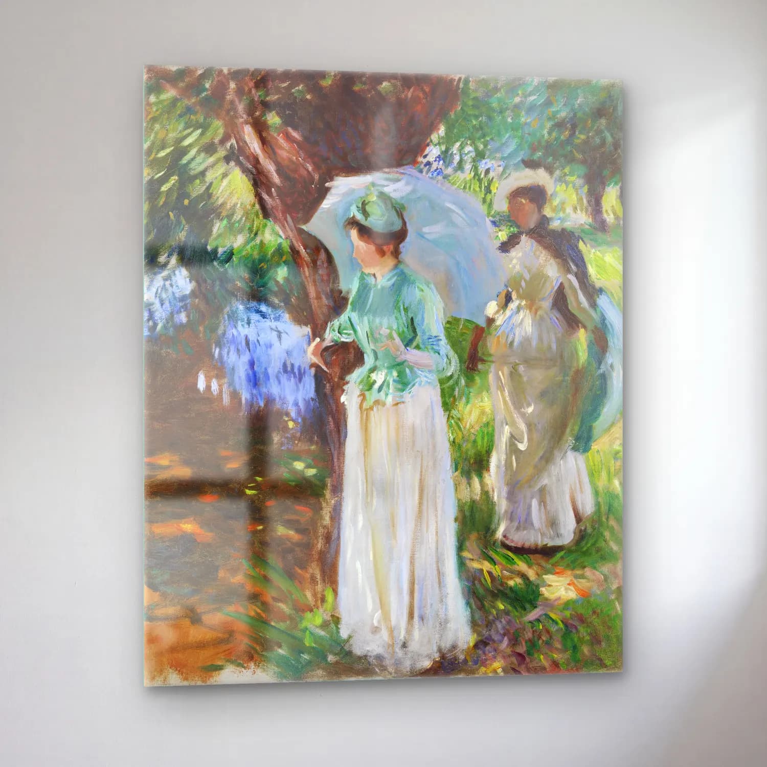 John Singer Sargent – Two Girls with Parasols cam tablo — sol açıdan görünüm
