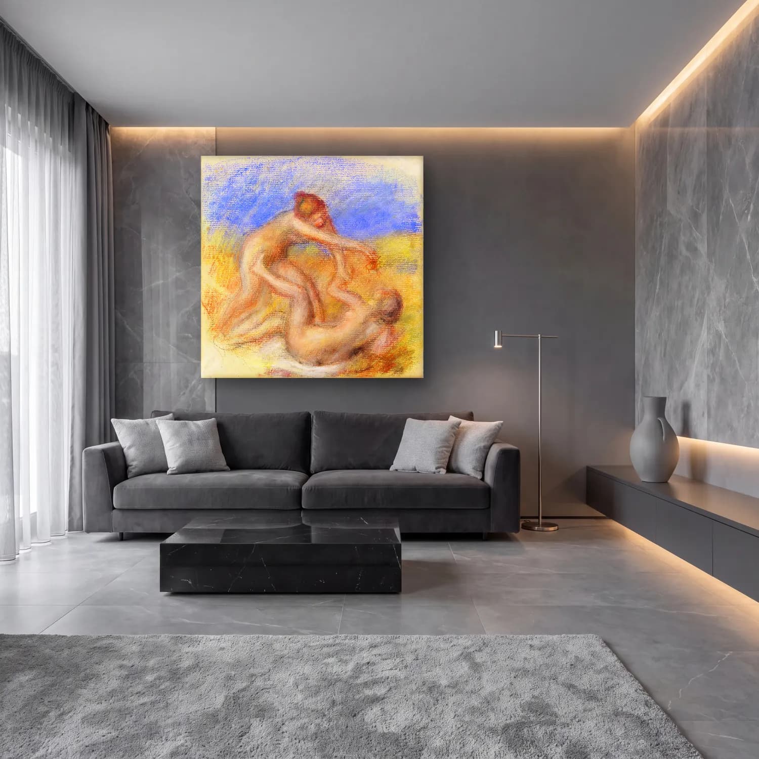 Pierre Auguste Renoir – Two Nudes cam tablo — lüks salon duvarında