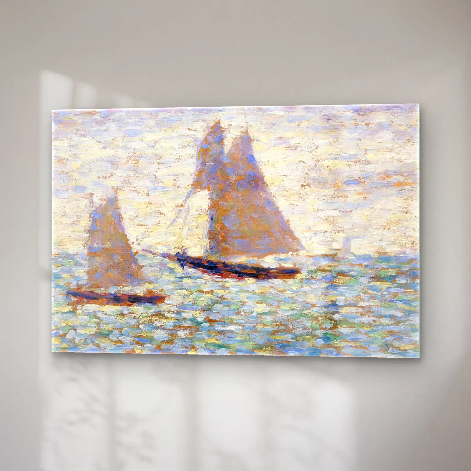 Georges Seurat – Two Sailboats at Grandcamp (Deux voiliers Ã Grandcamp)… cam tablo — sağ açıdan görünüm