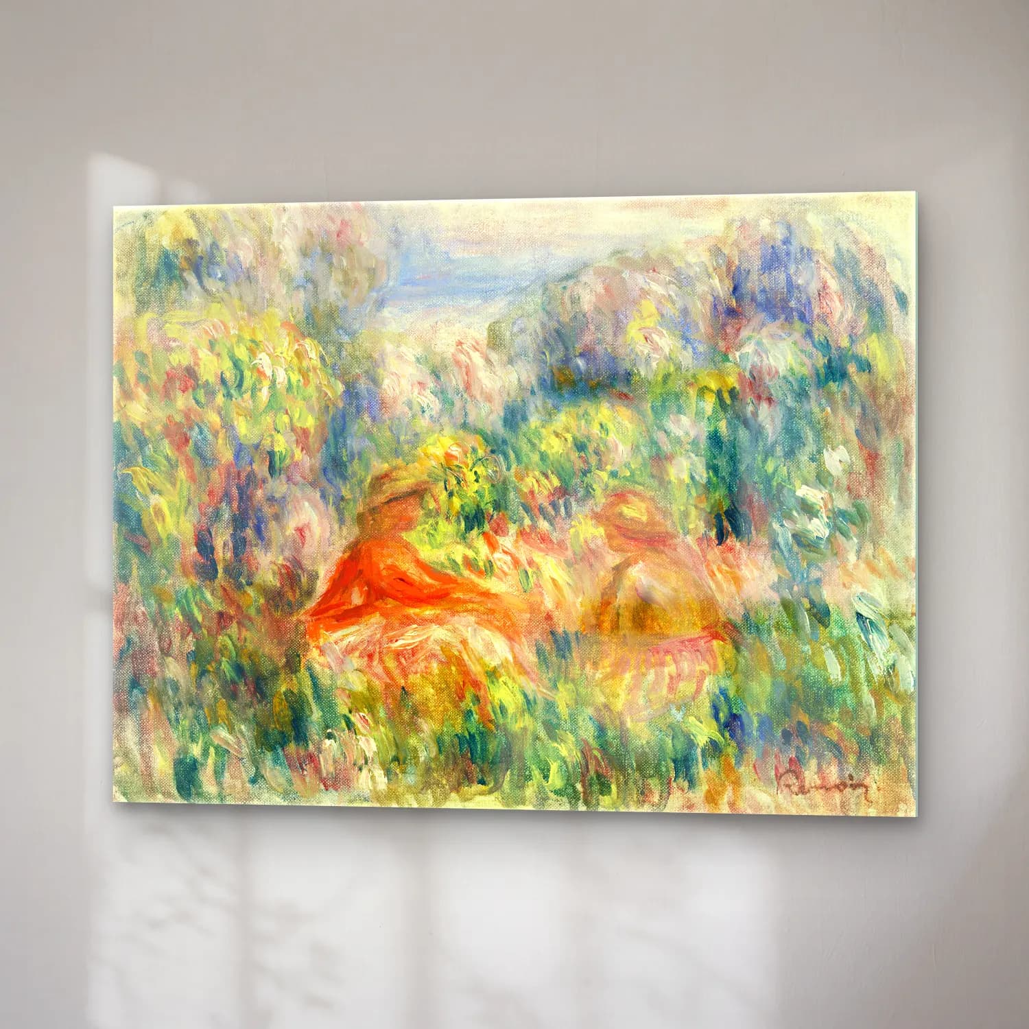 Pierre-Auguste Renoir – Two Women in a Landscape (Deux femmes dans un paysage) cam tablo — sağ açıdan görünüm