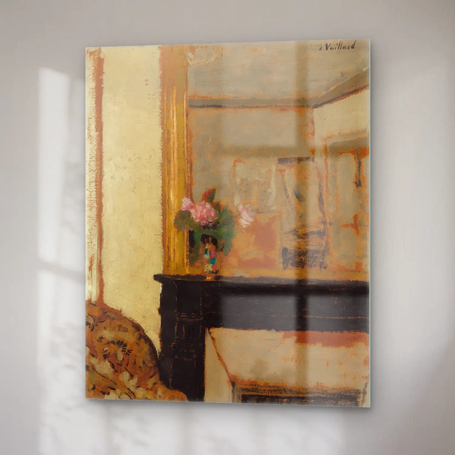 Edouard Vuillard – Vase of Flowers on a Mantelpiece (ca. 1900) cam tablo — sağ açıdan görünüm