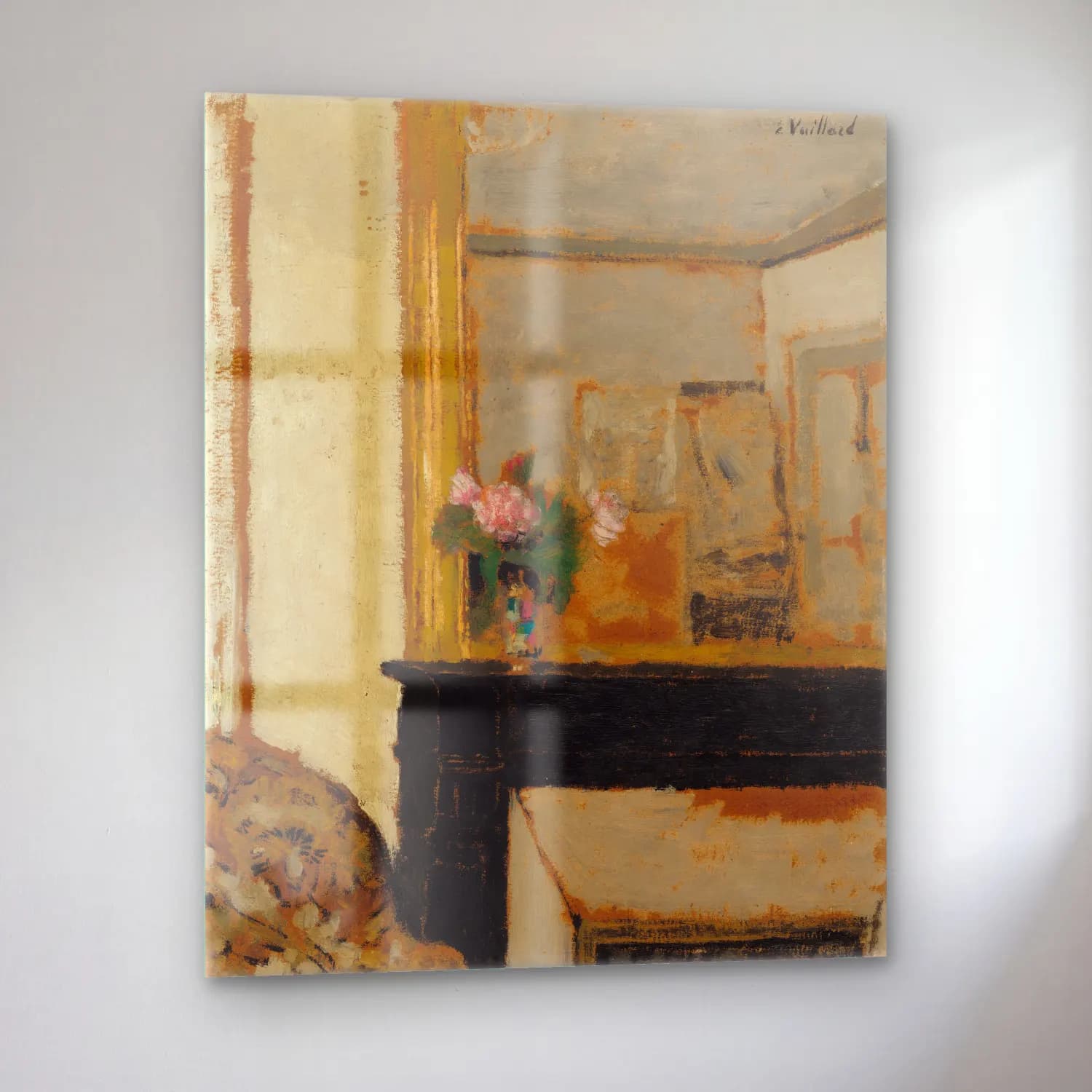 Edouard Vuillard – Vase of Flowers on a Mantelpiece (ca. 1900) cam tablo — sol açıdan görünüm