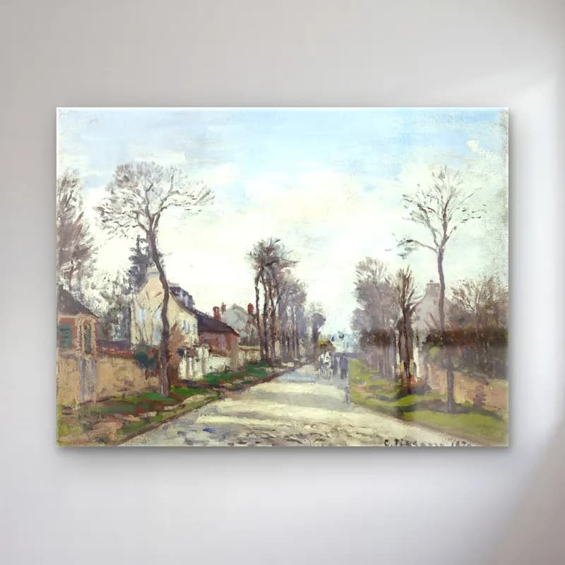Camille Pissarro – Versailles road, Louveciennes cam tablo — Camille Pissarro – Versailles road, Louveciennes — empresyonist köy sokağı
